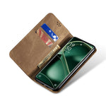 Custodia pelle flip orizzontale con texture denim per OPPO Find X6