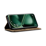 Custodia pelle flip orizzontale con texture denim per OPPO Find X6