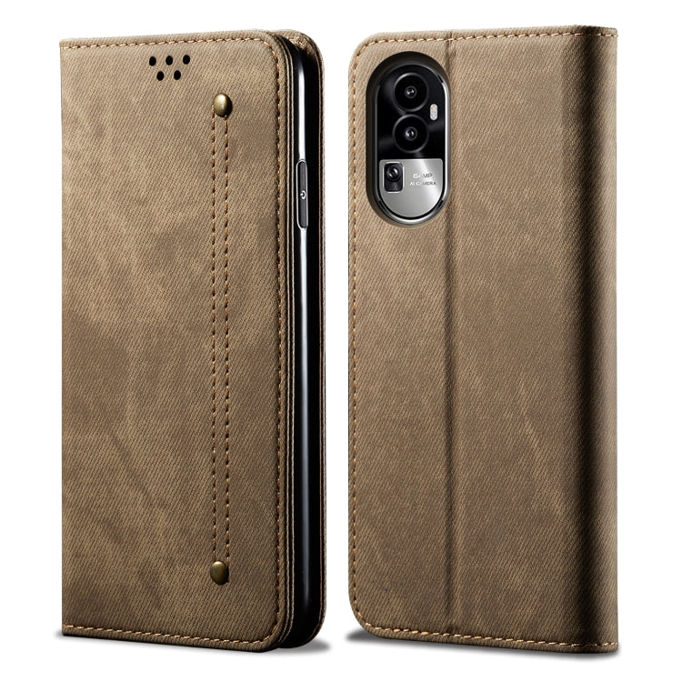 Custodia pelle flip orizzontale con texture denim per OPPO Find X6