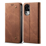 Custodia pelle flip orizzontale con texture denim per OPPO Find X6