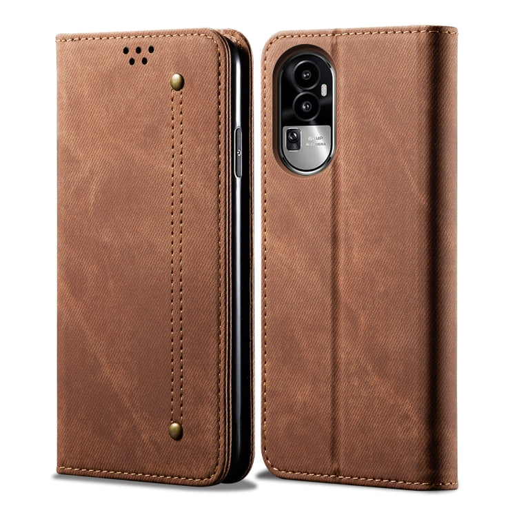 Custodia pelle flip orizzontale con texture denim per OPPO Find X6