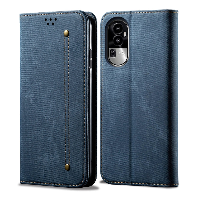 Custodia pelle flip orizzontale con texture denim per OPPO Find X6