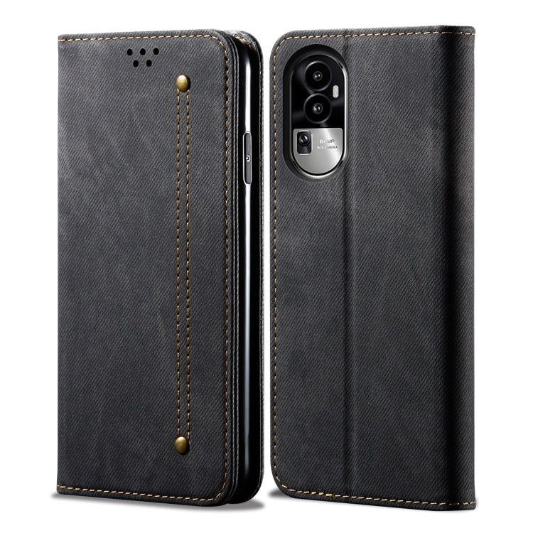 Custodia pelle flip orizzontale con texture denim per OPPO Find X6