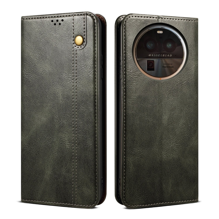 Custodia per telefono in pelle con trama di cavallo pazzo in cera d'olio, For OPPO Find X6 Pro, For OPPO Find X6, For  OPPO Find X6