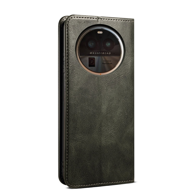 Custodia per telefono in pelle con trama di cavallo pazzo in cera d'olio, For OPPO Find X6 Pro, For OPPO Find X6, For  OPPO Find X6