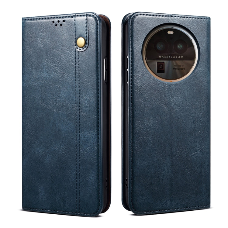 Custodia per telefono in pelle con trama di cavallo pazzo in cera d'olio, For OPPO Find X6 Pro, For OPPO Find X6, For  OPPO Find X6