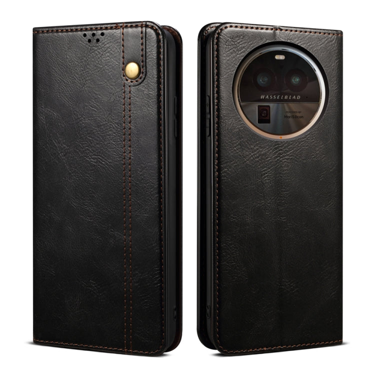Custodia per telefono in pelle con trama di cavallo pazzo in cera d'olio, For OPPO Find X6 Pro, For OPPO Find X6, For  OPPO Find X6
