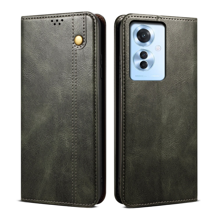 Custodia per telefono in pelle con trama di cavallo pazzo in cera d'olio, For OPPO A60, For OPPO A3 Pro 5G, For OPPO A3 Pro 5G Global, For OPPO Reno11 F / F25 Pro, For OPPO Reno10 Global / Reno10 Pro Global, For OPPO Find X8 Pro