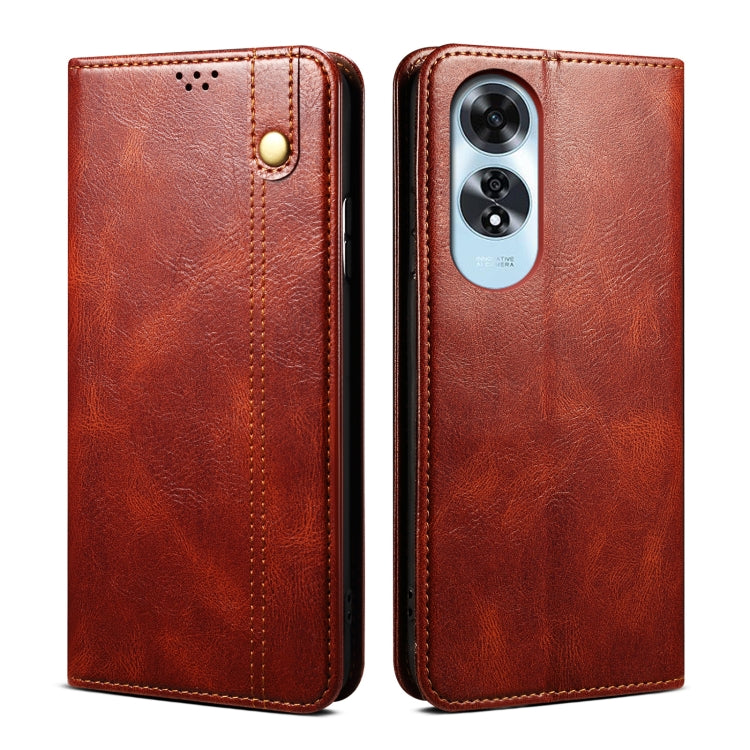 Custodia per telefono in pelle con trama di cavallo pazzo in cera d'olio, For OPPO A60, For OPPO A3 Pro 5G, For OPPO A3 Pro 5G Global, For OPPO Reno11 F / F25 Pro, For OPPO Reno10 Global / Reno10 Pro Global, For OPPO Find X8 Pro