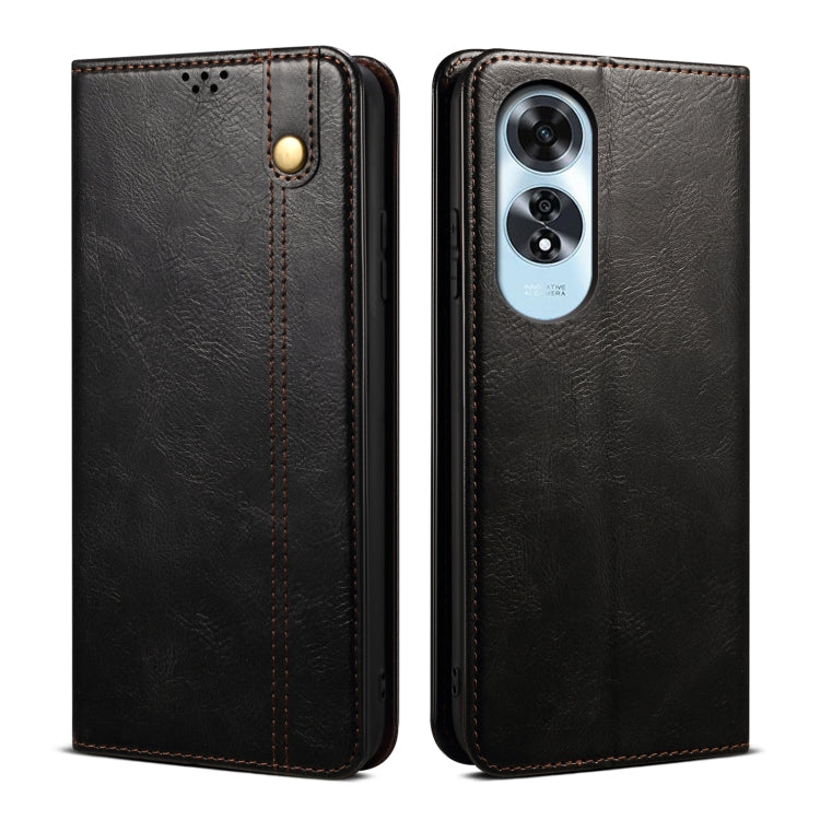 Custodia per telefono in pelle con trama di cavallo pazzo in cera d'olio, For OPPO A60, For OPPO A3 Pro 5G, For OPPO A3 Pro 5G Global, For OPPO Reno11 F / F25 Pro, For OPPO Reno10 Global / Reno10 Pro Global, For OPPO Find X8 Pro