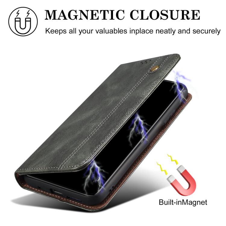 Custodia in pelle con trama Crazy Horse per OPPO A5x 4G/5G e modelli compatibili
