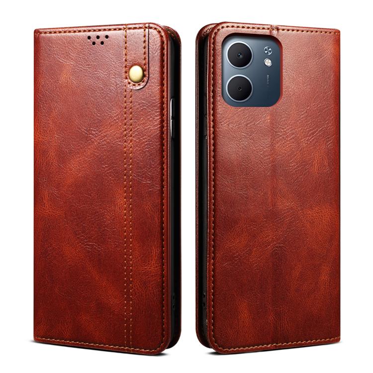 Custodia in pelle con trama Crazy Horse per OPPO A5x 4G/5G e modelli compatibili