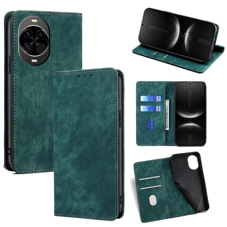 Custodia per telefono in pelle magnetica con spazzola antifurto RFID, For Huawei Pura 80 5G, For Huawei nova 14 Ultra 5G, For Huawei nova 14 Pro 5G, For Huawei nova 14 5G