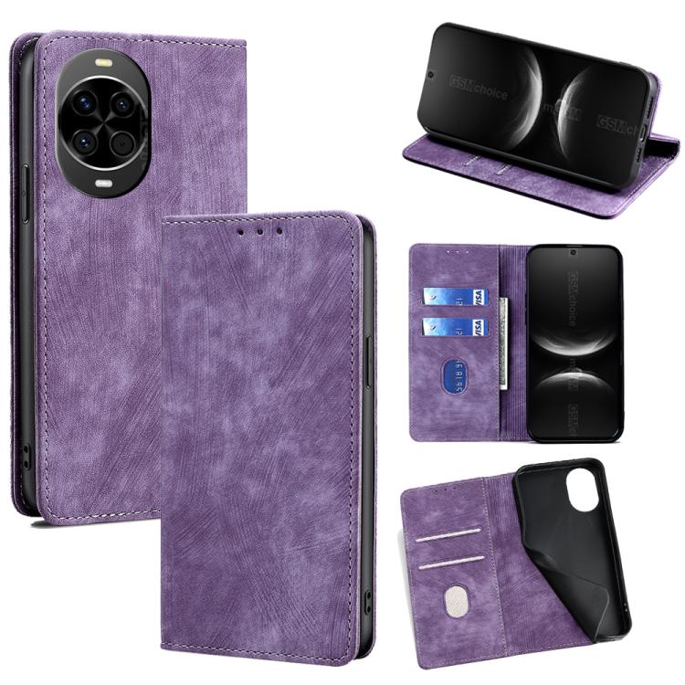 Custodia per telefono in pelle magnetica con spazzola antifurto RFID, For Huawei Pura 80 5G, For Huawei nova 14 Ultra 5G, For Huawei nova 14 Pro 5G, For Huawei nova 14 5G