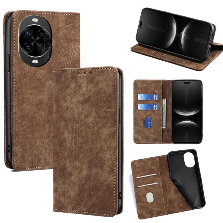 Custodia per telefono in pelle magnetica con spazzola antifurto RFID, For Huawei Pura 80 5G, For Huawei nova 14 Ultra 5G, For Huawei nova 14 Pro 5G, For Huawei nova 14 5G