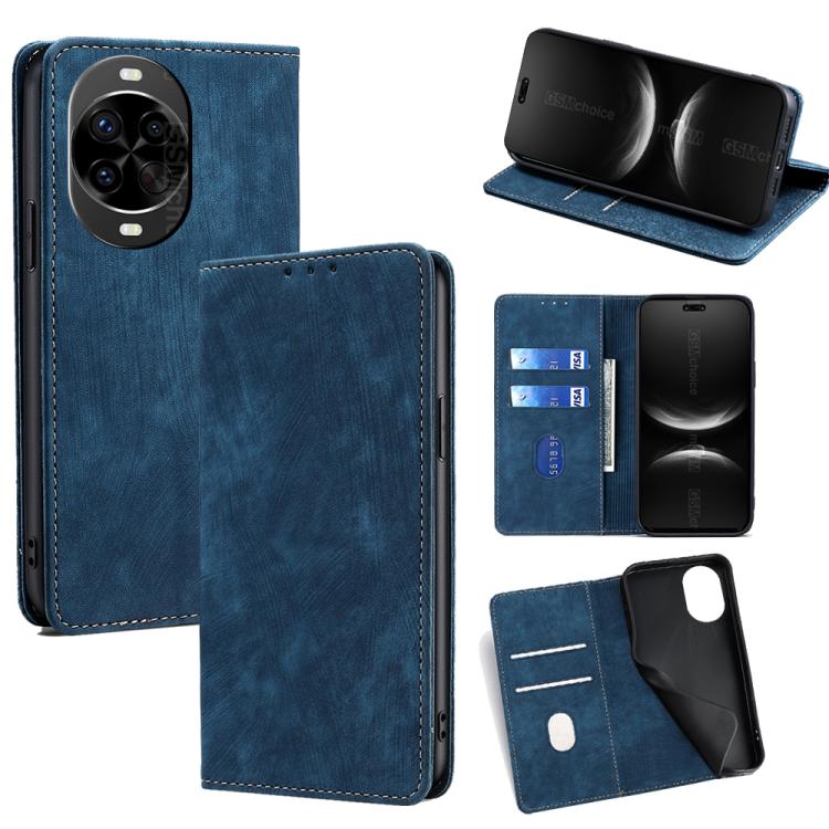 Custodia per telefono in pelle magnetica con spazzola antifurto RFID, For Huawei Pura 80 5G, For Huawei nova 14 Ultra 5G, For Huawei nova 14 Pro 5G, For Huawei nova 14 5G