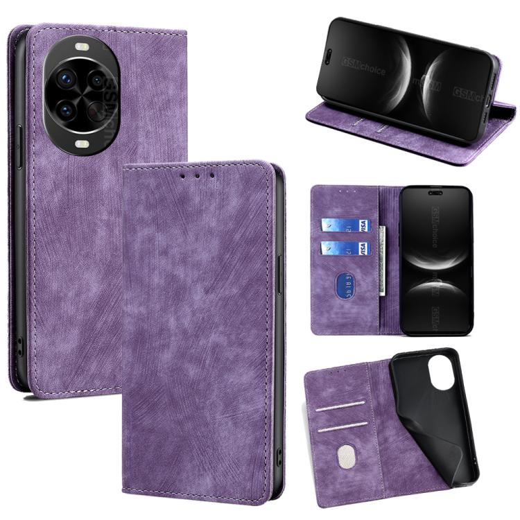 Custodia per telefono in pelle magnetica con spazzola antifurto RFID, For Huawei Pura 80 5G, For Huawei nova 14 Ultra 5G, For Huawei nova 14 Pro 5G, For Huawei nova 14 5G