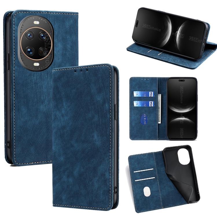 Custodia per telefono in pelle magnetica con spazzola antifurto RFID, For Huawei Pura 80 5G, For Huawei nova 14 Ultra 5G, For Huawei nova 14 Pro 5G, For Huawei nova 14 5G