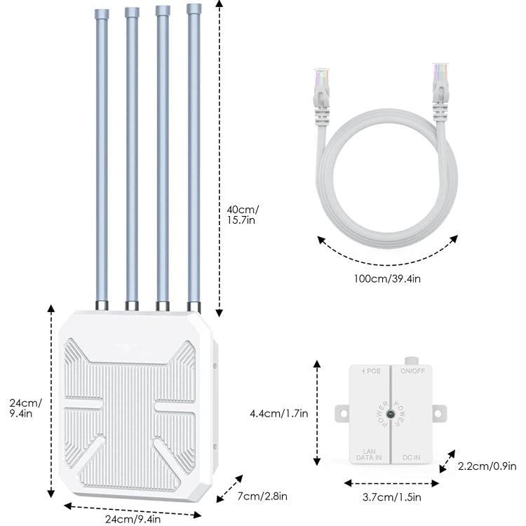 Wavlink WN573HX1 WiFi 6 AX1800 Estensore WiFi da esterno a doppia banda a lungo raggio, WN573HX1
