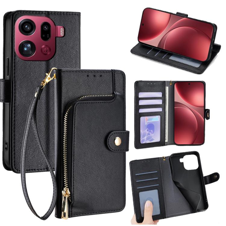 Custodia per cellulare in pelle con cerniera per OPPO Find X9 5G e modelli