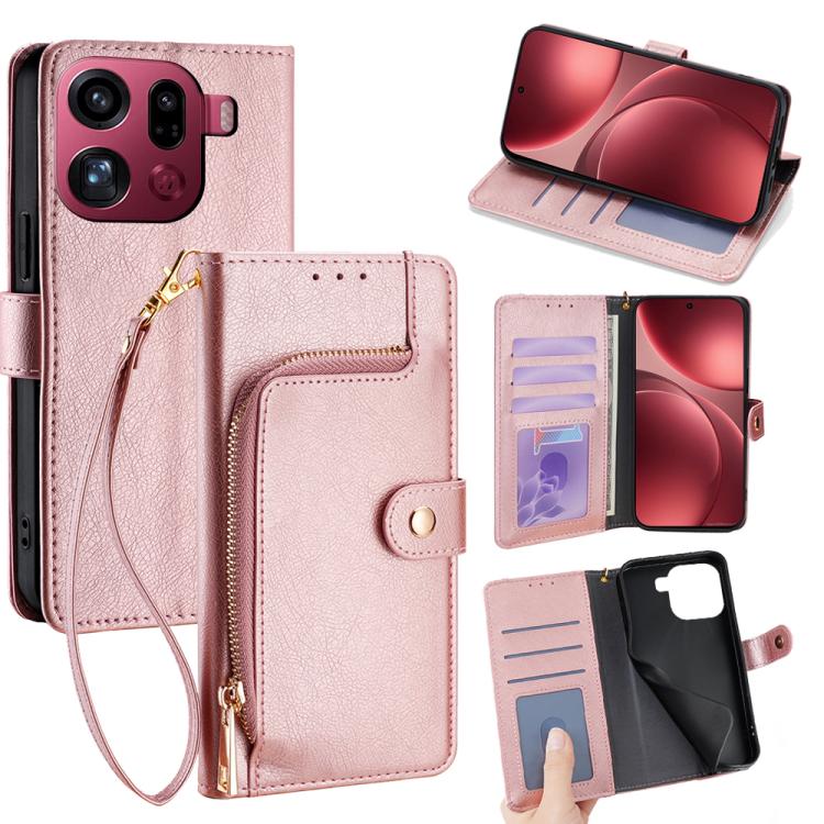 Custodia per cellulare in pelle con cerniera per OPPO Find X9 5G e modelli