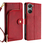 Custodia per cellulare in pelle con cerniera, For vivo X100s, For vivo Y38 5G / T3x Global, For vivo V30e 5G Global, For vivo iQOO Z9x 5G, For vivo iQOO Z9 Turbo, For vivo Y03 4G