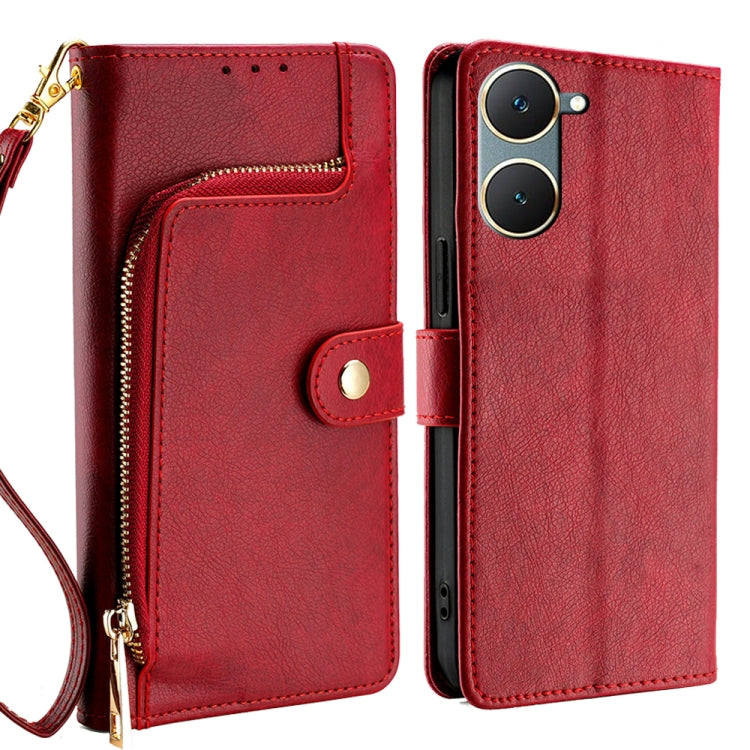 Custodia per cellulare in pelle con cerniera, For vivo X100s, For vivo Y38 5G / T3x Global, For vivo V30e 5G Global, For vivo iQOO Z9x 5G, For vivo iQOO Z9 Turbo, For vivo Y03 4G
