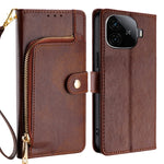 Custodia per cellulare in pelle con cerniera, For vivo X100s, For vivo Y38 5G / T3x Global, For vivo V30e 5G Global, For vivo iQOO Z9x 5G, For vivo iQOO Z9 Turbo, For vivo Y03 4G