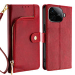 Custodia per cellulare in pelle con cerniera, For vivo X100s, For vivo Y38 5G / T3x Global, For vivo V30e 5G Global, For vivo iQOO Z9x 5G, For vivo iQOO Z9 Turbo, For vivo Y03 4G