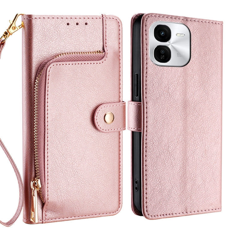 Custodia per cellulare in pelle con cerniera, For vivo X100s, For vivo Y38 5G / T3x Global, For vivo V30e 5G Global, For vivo iQOO Z9x 5G, For vivo iQOO Z9 Turbo, For vivo Y03 4G