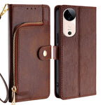Custodia per cellulare in pelle con cerniera, For vivo V50 5G, For vivo X200 Pro 5G, For vivo Y300 Pro 5G, For vivo S19 Pro, For vivo S19, For vivo Y28 4G