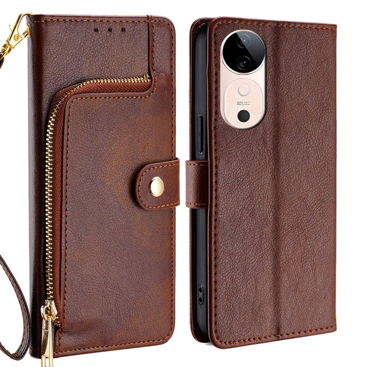 Custodia per cellulare in pelle con cerniera, For vivo V50 5G, For vivo X200 Pro 5G, For vivo Y300 Pro 5G, For vivo S19 Pro, For vivo S19, For vivo Y28 4G