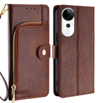 Custodia per cellulare in pelle con cerniera, For vivo V50 5G, For vivo X200 Pro 5G, For vivo Y300 Pro 5G, For vivo S19 Pro, For vivo S19, For vivo Y28 4G