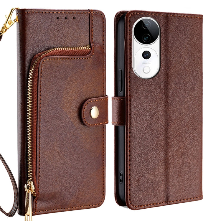 Custodia per cellulare in pelle con cerniera, For vivo V50 5G, For vivo X200 Pro 5G, For vivo Y300 Pro 5G, For vivo S19 Pro, For vivo S19, For vivo Y28 4G