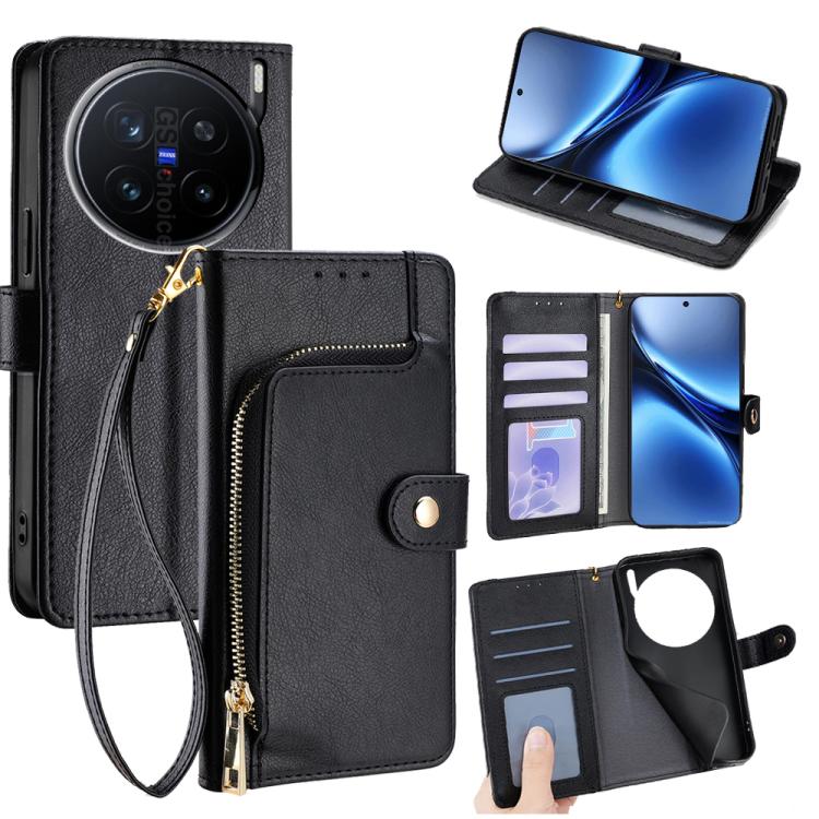 Custodia per cellulare in pelle con cerniera, For vivo V50 5G, For vivo X200 Pro 5G, For vivo Y300 Pro 5G, For vivo S19 Pro, For vivo S19, For vivo Y28 4G
