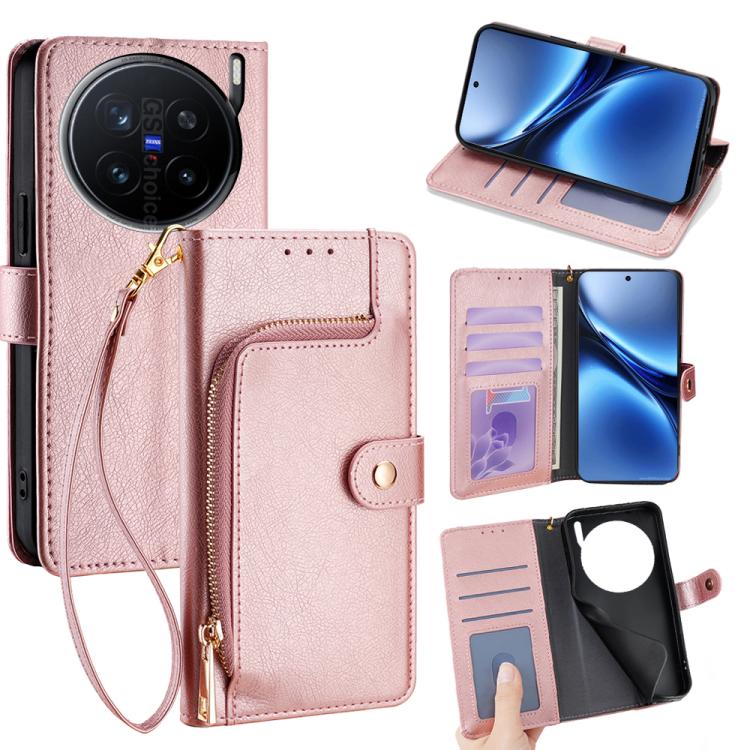 Custodia per cellulare in pelle con cerniera, For vivo V50 5G, For vivo X200 Pro 5G, For vivo Y300 Pro 5G, For vivo S19 Pro, For vivo S19, For vivo Y28 4G