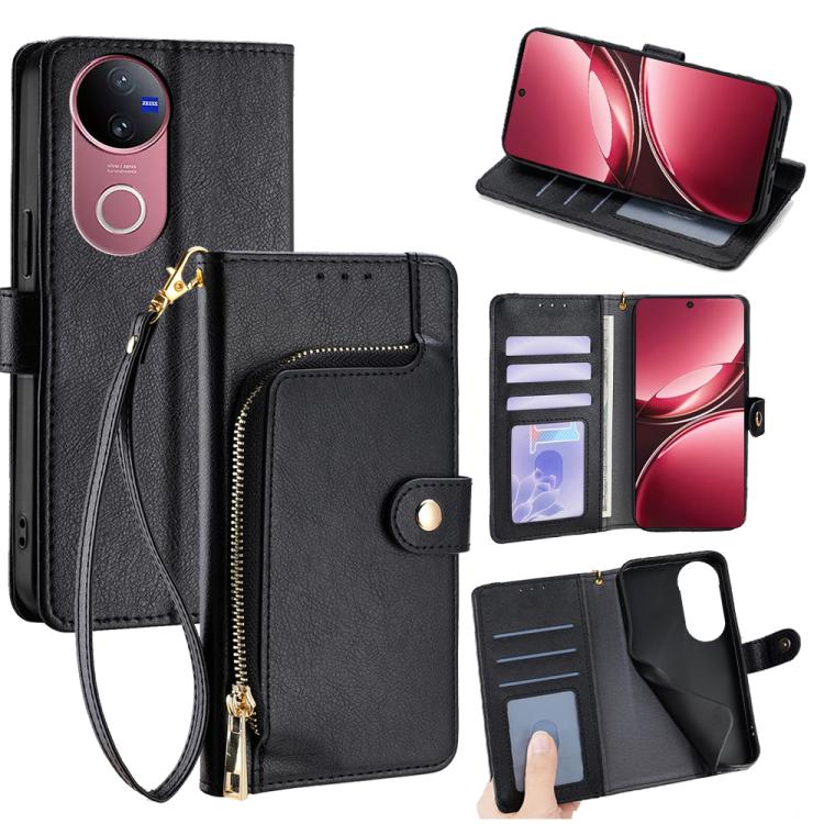 Custodia per cellulare in pelle con cerniera, For vivo V50 5G, For vivo X200 Pro 5G, For vivo Y300 Pro 5G, For vivo S19 Pro, For vivo S19, For vivo Y28 4G