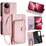 Custodia per cellulare in pelle con cerniera, For vivo V50 5G, For vivo X200 Pro 5G, For vivo Y300 Pro 5G, For vivo S19 Pro, For vivo S19, For vivo Y28 4G