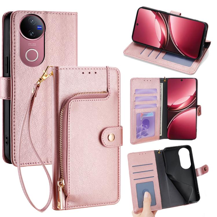 Custodia per cellulare in pelle con cerniera, For vivo V50 5G, For vivo X200 Pro 5G, For vivo Y300 Pro 5G, For vivo S19 Pro, For vivo S19, For vivo Y28 4G