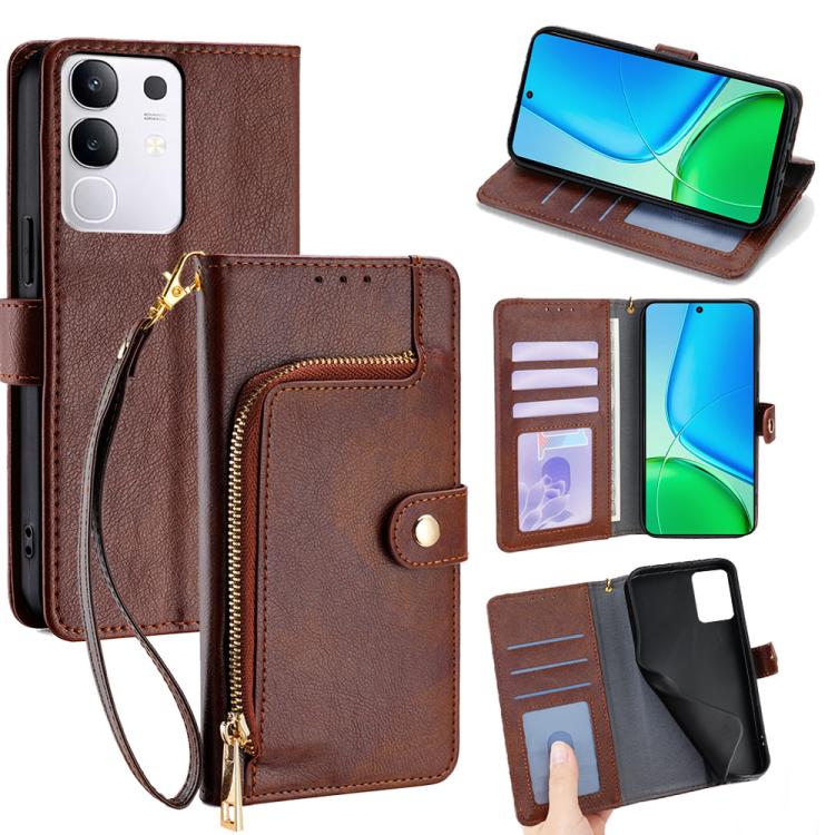 Custodia per cellulare in pelle con cerniera, For vivo iQOO Neo 10 5G Global, For vivo X200s 5G, For vivo Y39 5G Global, For vivo V50 Lite 5G, For vivo Y29s 5G / Y04 4G, For vivo Y29 4G Global