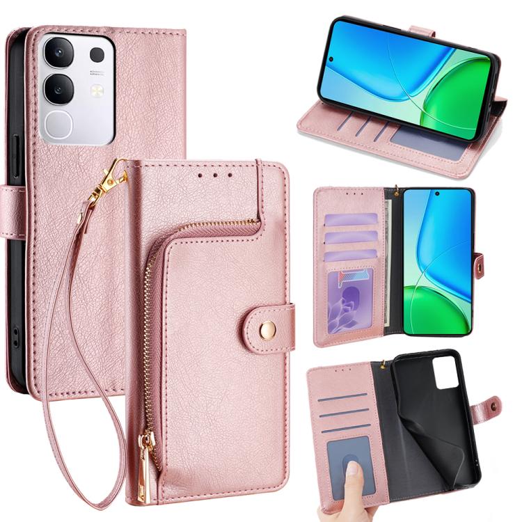 Custodia per cellulare in pelle con cerniera, For vivo iQOO Neo 10 5G Global, For vivo X200s 5G, For vivo Y39 5G Global, For vivo V50 Lite 5G, For vivo Y29s 5G / Y04 4G, For vivo Y29 4G Global