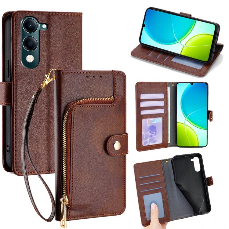 Custodia per cellulare in pelle con cerniera, For vivo iQOO Neo 10 5G Global, For vivo X200s 5G, For vivo Y39 5G Global, For vivo V50 Lite 5G, For vivo Y29s 5G / Y04 4G, For vivo Y29 4G Global