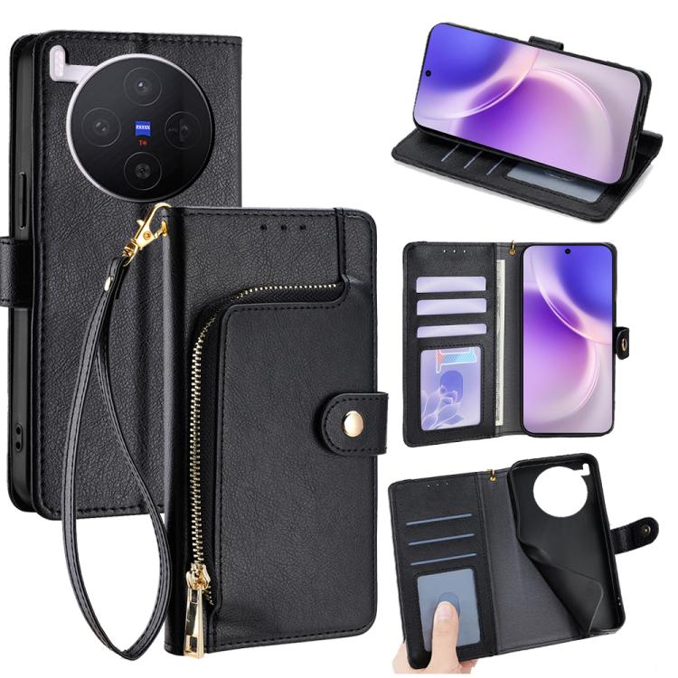Custodia per cellulare in pelle con cerniera per Vivo S50 5G e modelli