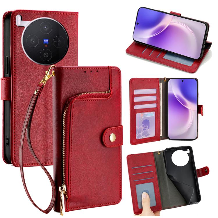 Custodia per cellulare in pelle con cerniera per Vivo S50 5G e modelli