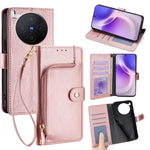 Custodia per cellulare in pelle con cerniera per Vivo S50 5G e modelli