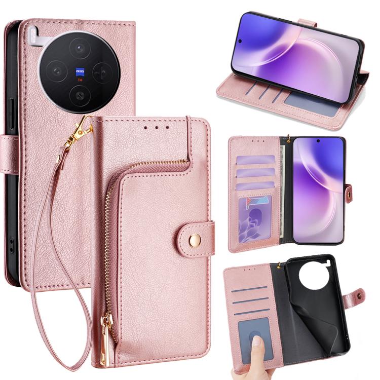 Custodia per cellulare in pelle con cerniera per Vivo S50 5G e modelli