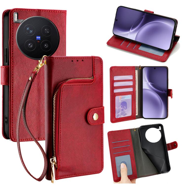 Custodia per cellulare in pelle con cerniera per Vivo S50 5G e modelli