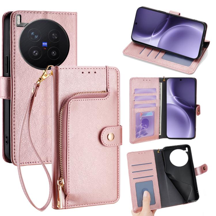 Custodia per cellulare in pelle con cerniera per Vivo S50 5G e modelli