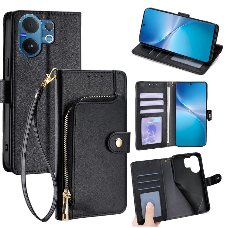 Custodia per cellulare in pelle con cerniera per Vivo S50 5G e modelli