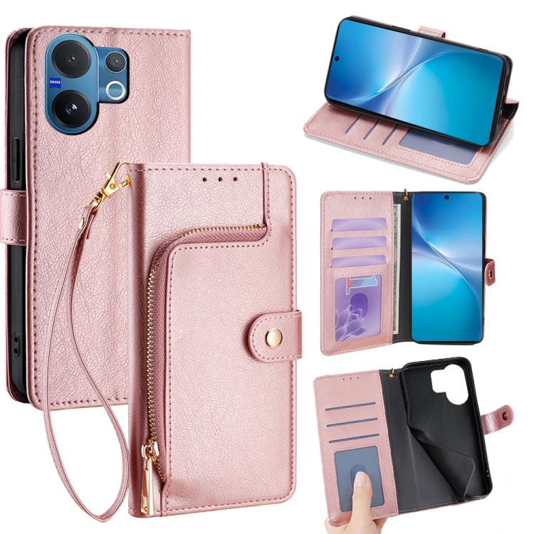 Custodia per cellulare in pelle con cerniera per Vivo S50 5G e modelli